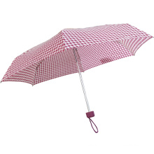 Aluminiumwelle Glasfaserrippen rosa Muster 5 -fach Mini -Regenschirm für Mädchen